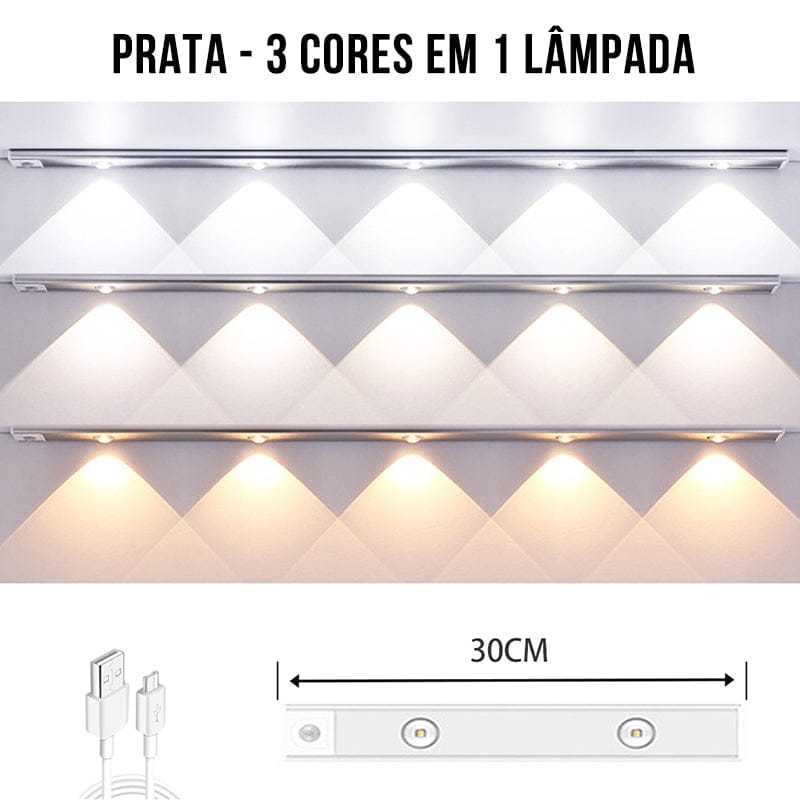 Barra Luminaria LED Regulável em 3 Cores com Sensor de Presença